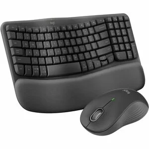 Logitech Keyboard Logitech Wave Keys MK670 Combo, Wireless Ergonomic Keyboard with Signature M550 L Wireless Mouse, Graphite